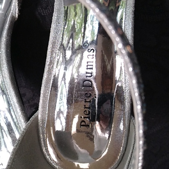 Paul Dumas Formal Silver open toe kitten heeled 6 1/2 M - Picture 2 of 9